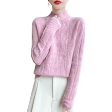 时尚百搭女高领羊毛衫羊毛大麻花编织显瘦保暖秋冬必备，女装羊毛衫，郡淞羊绒