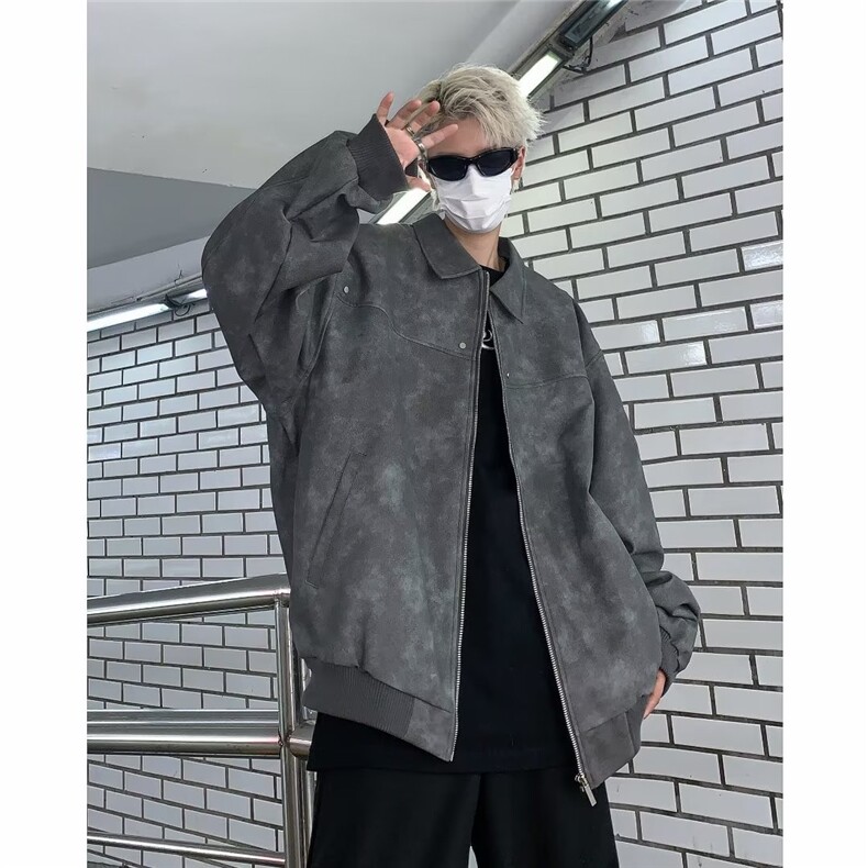 外套男春秋款美式高街痞帅夹克宽松休闲机车服休闲,男装夹克,星座716-4
