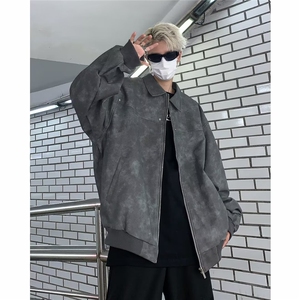 外套男春秋款美式高街痞帅夹克宽松休闲机车服休闲图片