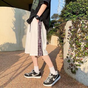 218-1-P25-D490夏季宽松休闲拼接灯芯绒休闲短裤图片