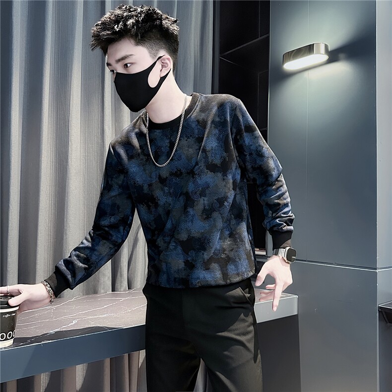 痞帅扎染印花卫衣男社会小伙店主风301C-WY60-P58控78图片