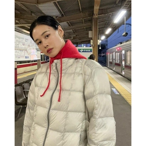 高品 户外90白鸭绒外套男女保暖立领格纹衔缝羽绒服 A1138-P158图片