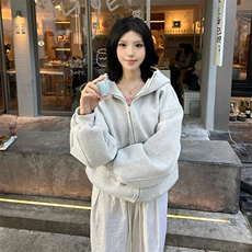 抖音得物高品质25秋冬美式高街宽松结构防风高领连帽卫衣外套W60，男装卫衣，电商A486-1