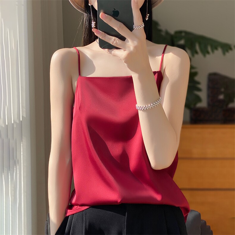 优雅气质吊带背心女夏季新款纯色内搭上衣时尚百搭小衫,女装背心吊带,绒宛羊绒