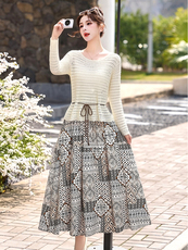 现货巨好看大方得体罩衫两件套裙装，女装套装/套裙，韩蔻秀