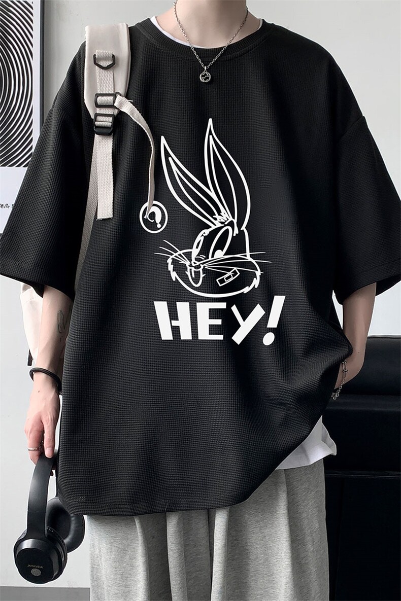 HT73179-P22华夫格t恤男短袖男大码五分袖大皂风,男装T恤,电商A040