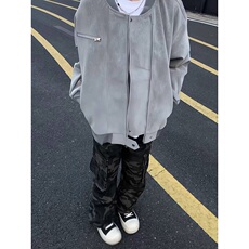 复古仿麂皮绒皮衣外套男款秋季飞行员棒球服机车夹克JQ10，男装皮衣，星座1116A（原606A-3）