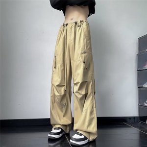 港风阔腿工装长裤男2023冬季新款口袋设计感宽松束脚裤K4747-P59图片