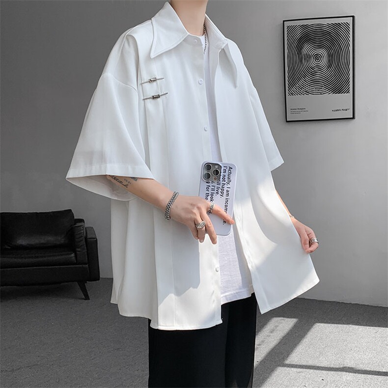 【已下大货】D130-P48控68大码新中式风重磅高品质衬衫,男装衬衫,电商D232