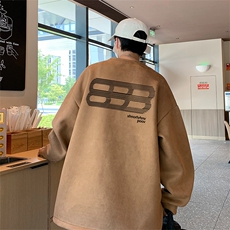 已注册港风供抖音得物高品质直播美式麂皮绒宽松卫衣W3501P38，男装卫衣，电商C408(原B339-1)