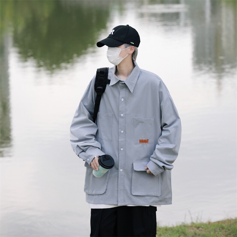 春装纯棉衬衫工装长袖衬衣男C30745,男装衬衫,电商C323
