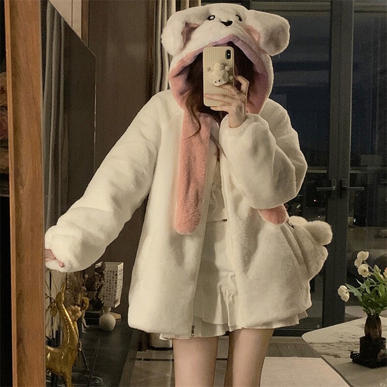 C863-P120奶fufu兔耳朵可爱毛茸茸女冬季加绒羊羔毛学生棉衣棉服,男装棉衣,星座911-2(原星座613-2）