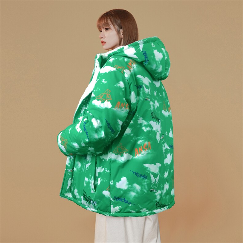 2025冬装两面穿印花棉衣女连帽棉服加绒棉袄外套3320-P100控148,男装棉衣,星座207