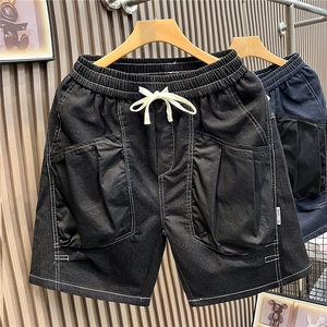 大口袋工装短裤男休闲宽松速干五分裤夏季痞帅气牛仔裤MS3008 P53图片