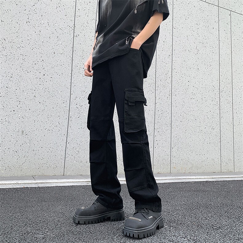 春季新款港风美式高街多口袋工装牛仔裤潮XZ213-K60647-P75控88,男装牛仔裤,星座213