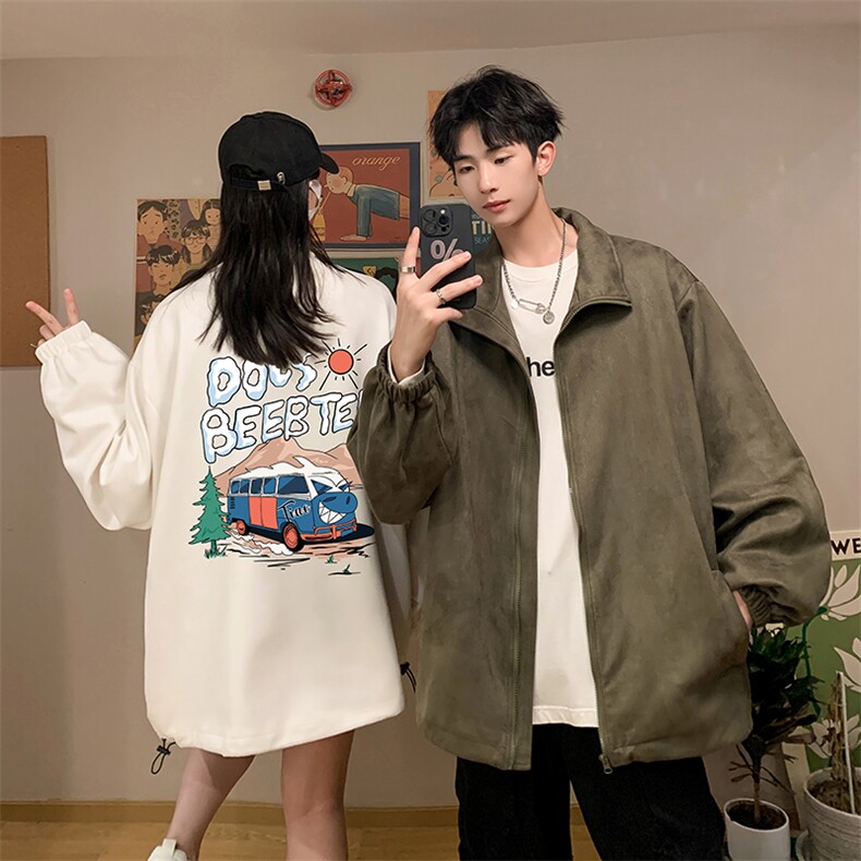 麂皮绒夹克男大码立领褂子外套JK85269-P68加绒款-P78,男装夹克,电商A040