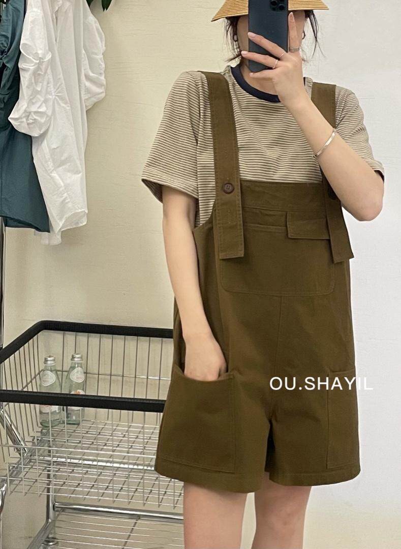 水洗背带短裤，其它，晶晶