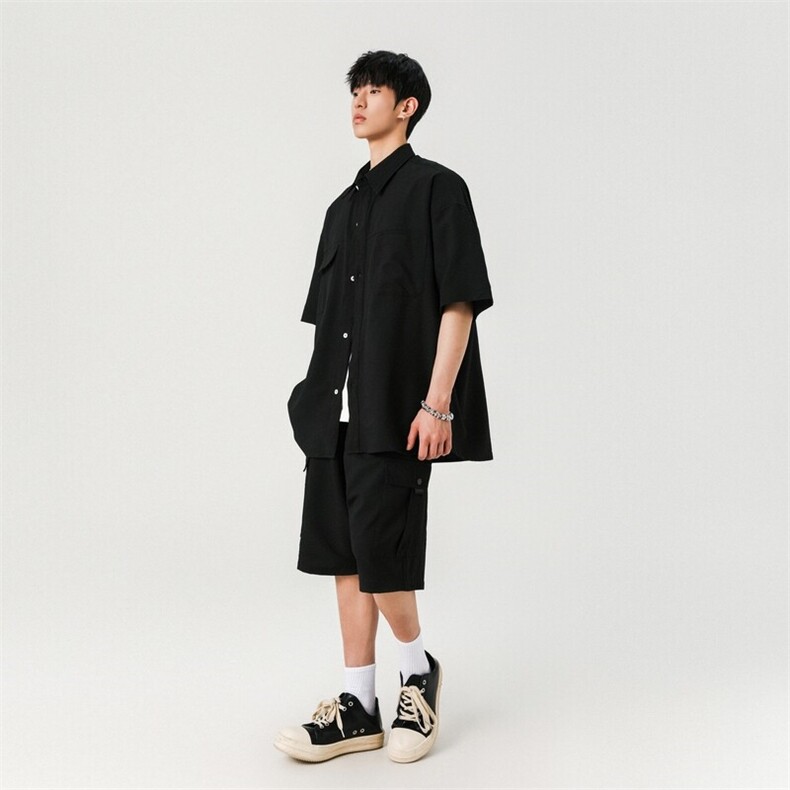 质感休闲短袖衬衫两件套男宽松五分袖衬衣外套A406TZ2976特P68,男装衬衫,星座309（原A406）