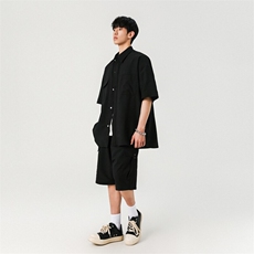 质感休闲短袖衬衫两件套男宽松五分袖衬衣外套A406TZ2976特P68，男装衬衫，星座309（原A406）