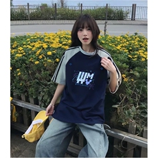 抖音得物品质二开240克宽松纯棉美式潮牌插肩三杠织带短袖T恤，男装T恤，电商A486