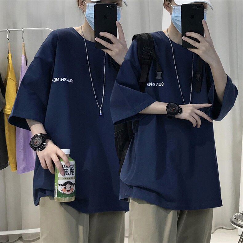 XZ115A-T06 200克纯棉男女字母印花大码S-5XL 10色T恤衫圆领半袖图片