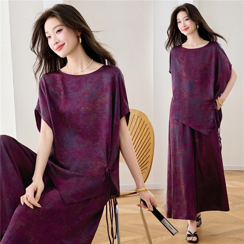 【夏季女装新款】2026夏季大量现货阔腿裤时尚宽松优雅两件套套裤，女装套装/套裙，缘衣格