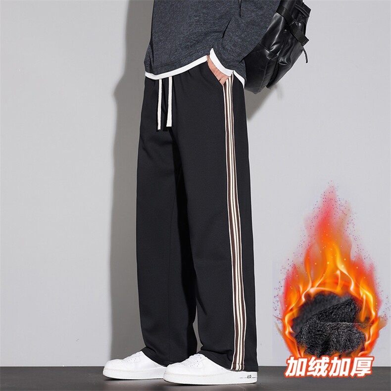 休闲卫裤男士宽松加绒加厚阔腿直筒裤子运动长裤D016-P45加绒P50图片