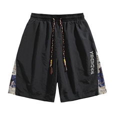 夏季速干直筒宽松高级垂感短裤潮松紧刺绣休闲裤男A436-673-P27，男装牛仔裤，电商A436