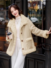 保暖立领皮毛一体外套女2025冬季新款时尚洋气两面可穿毛茸茸上衣，女装短外套，流量+