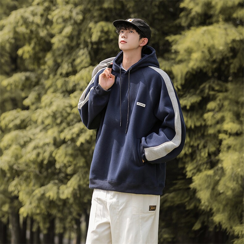 主推大货已出日系拼色百搭秋季连帽卫衣男宽松914-4-WY32-P68控88，男装卫衣，星座914-4