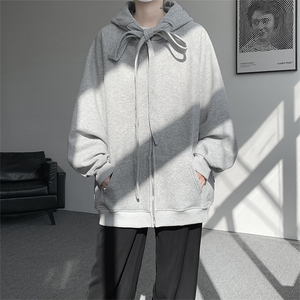 8XL-M 朝牌情侣美式绑带设计连帽卫衣宽松开衫外套男女WY35P58图片
