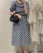 波点收腰裙，其它，驿谷