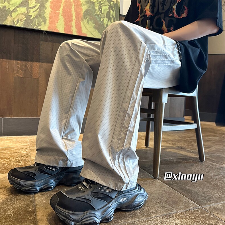 XZ616夏季新款薄款冰丝速干激光打孔设计感长裤TY2517p55控68，男装休闲裤，星座512A（原616）