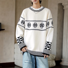 港风秋冬款男女圆领套头毛衣条纹撞色针织衫线衣送帽子m9239P58，男装针织衫/毛衣，星座1013-1