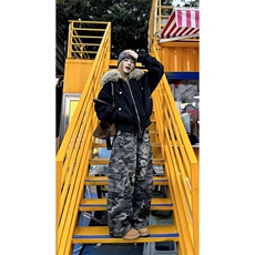 现货重磅boxy短款棉衣座山雕大毛毛领男女棉服水洗工装厚外套，男装棉衣，电商A486-1