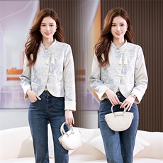 2026春装新款新中式盘扣外套短款印花修身显瘦女上衣,女装短外套,板酷,中纺服装城 2026春装新款新中式盘扣外套短款印花修身显瘦女上衣,女装短外套,板酷,中纺服装城