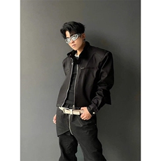 高级感垫肩短款机能外套男风宽松痞帅设计感立领夹克W07，男装夹克，星座1116A（原606A-3）