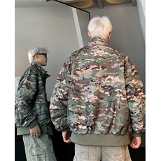 美式复古迷彩飞行夹克男款正肩立领三防工装外套bomber短款棒球服，男装夹克，电商C307