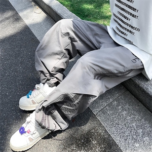 三条杠工装裤男潮高街爵士舞长裤休闲复古直筒运动裤春季 K44图片