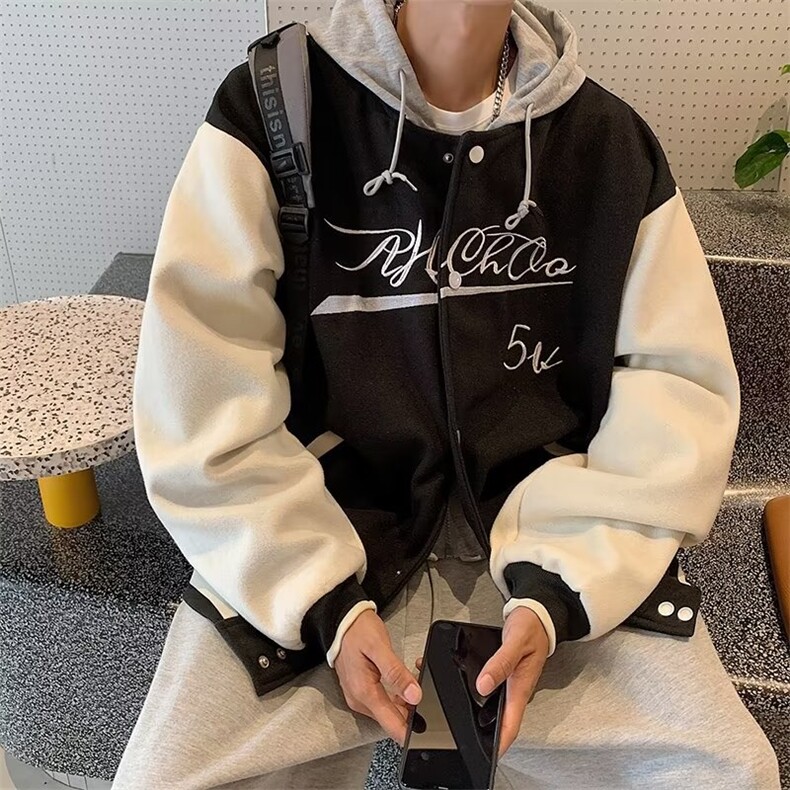 美式街头假两件外套炸街原宿风棒球服ins潮男914-4-606 P55图片