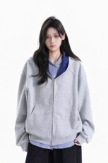 美式复古重磅衬衫假两件卫衣外套女春秋2025新款开春宽松拉链开衫，男装衬衫，星座218-8
