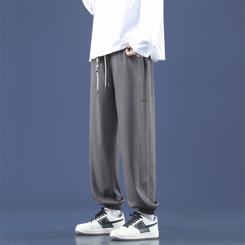 高级感春秋新款时尚百搭复古华夫格裤子男K955-特批32,男装休闲裤,星座718-1