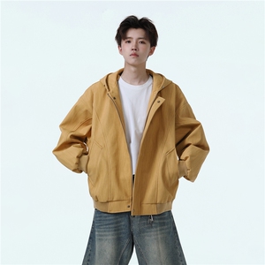 PY2501/P98秋装新款宽松连帽皮衣皮夹克男休闲百搭潮流痞帅外套图片