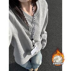 加绒银狐绒男450g重磅肌理感内搭长袖T恤T24509J加绒-特P33控65，男装T恤，电商A001