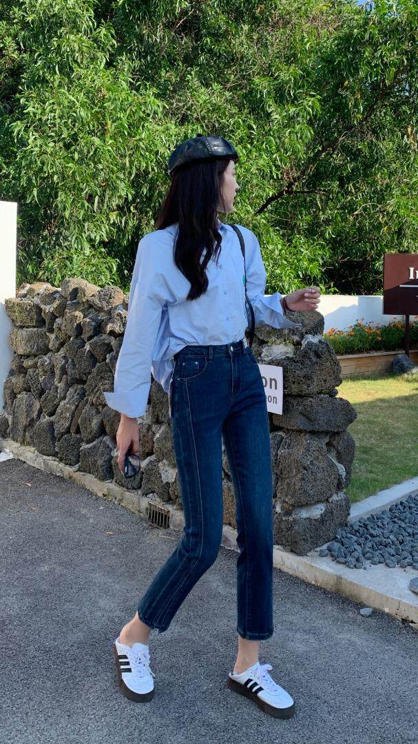 弹力牛仔烟管裤裤型没话说，其它，简 影