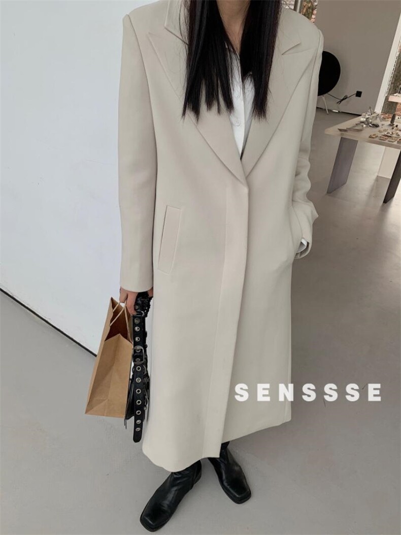 [现货]三色中长款西装外套2022新款韩版宽松高级感休闲西服，女装西装，SENSSSE