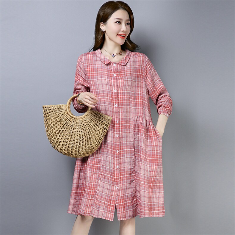连衣裙百搭时尚修身彩色2021年春季格子甜美,女装连衣裙,小林双子