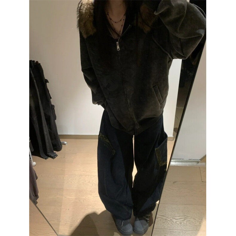 【有货】LBK611ZZ-特58美式复古豹纹拼接大口袋工装弯刀牛仔裤,男装牛仔裤,星座1007（原301D）