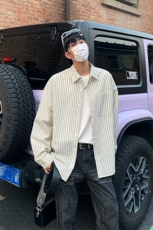 设计感日系条纹长袖衬衫男休闲衬衫复古上衣秋季C2266-特价P45，男装衬衫，电商A007