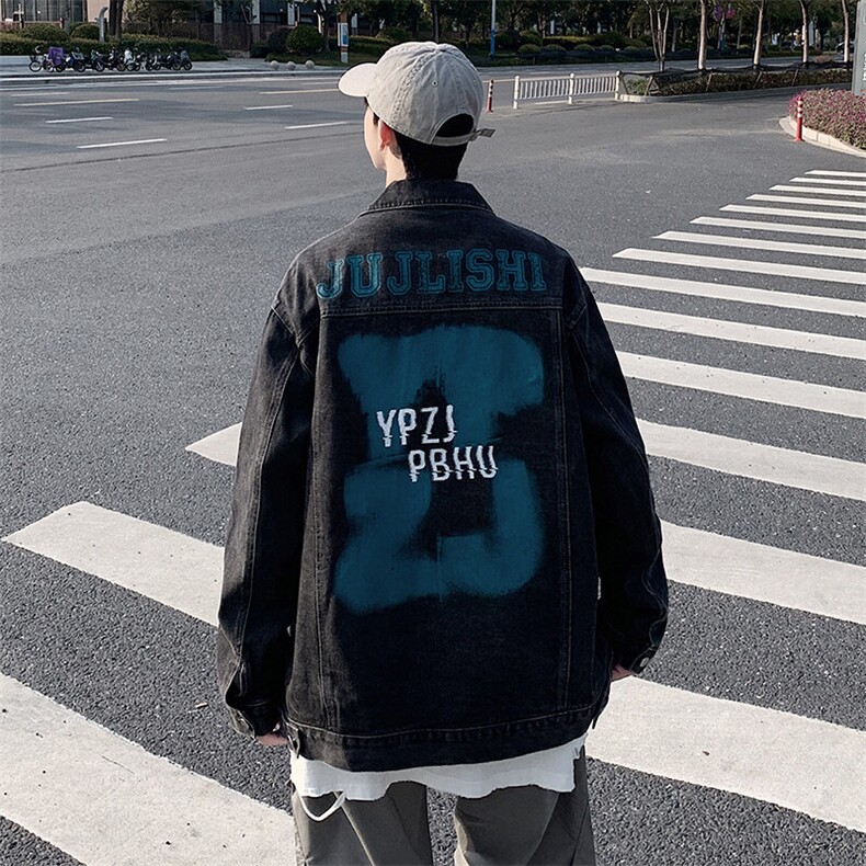 M-5XL大码重工艺春秋季高街宽松复古牛仔外套潮牌夹克衬衫A161,男装衬衫,电商A161